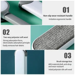 Reusable Pet Hair Remover Lint Roller Brush - Double-Sided Electrostatic Cleaner for Clothes, Sofa, and Bed - Perfect for Cat & Dog Fur