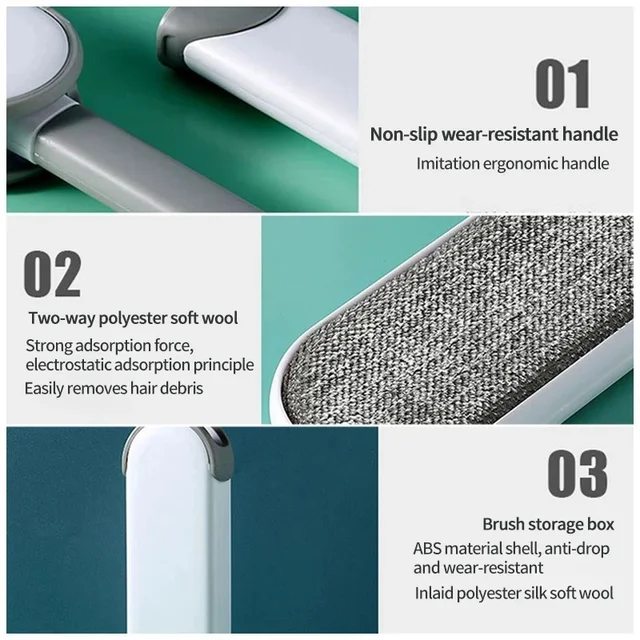 Reusable Pet Hair Remover Lint Roller Brush - Double-Sided Electrostatic Cleaner for Clothes, Sofa, and Bed - Perfect for Cat & Dog Fur