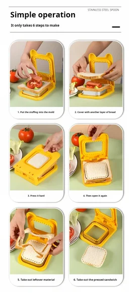 Stainless Steel Square Sandwich Mould with Hand Guards - Premium Baking Tool for Toast Pocket Sandwiches
