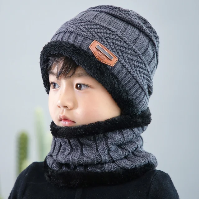 Warm Knit Winter Beanie Hat and Scarf Set - Soft Thick Fleece Lined Cap and Neck Warmer for Men, Women, and Kids