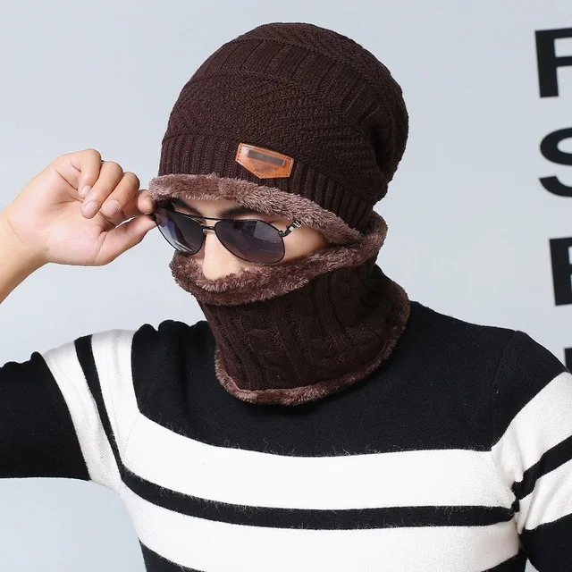 Warm Knit Winter Beanie Hat and Scarf Set - Soft Thick Fleece Lined Cap and Neck Warmer for Men, Women, and Kids