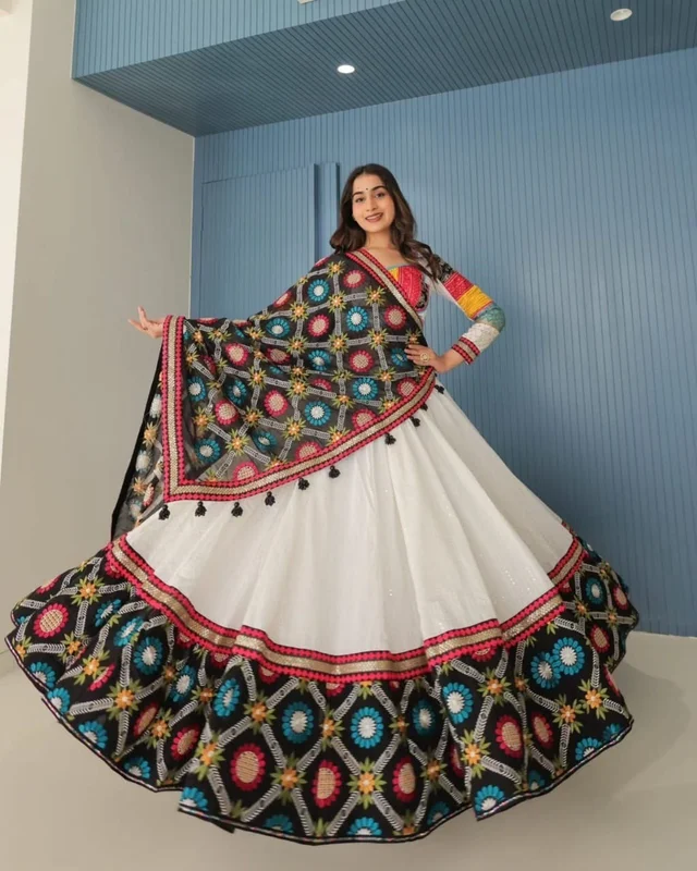 Gracy Fashion Luxe Cotton Lehenga with Real Mirror Work | 4 Meter Flair | Stitched to XXL