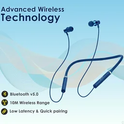 PTron pTron Tangentbeat Wireless Bluetooth Neckband Earphones with Mic โ Dark Blue | In-Ear, Long Battery Life & Premium Sound