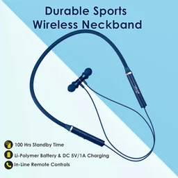 PTron pTron Tangentbeat Wireless Bluetooth Neckband Earphones with Mic โ Dark Blue | In-Ear, Long Battery Life & Premium Sound