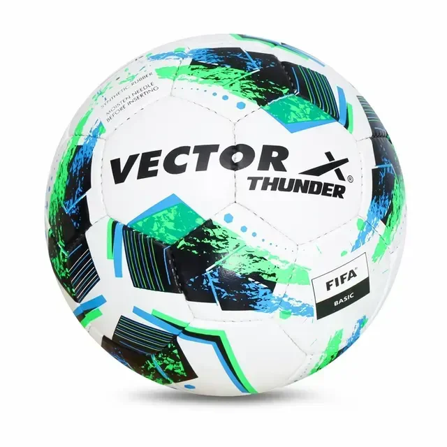 KD VECTOR X THUNDER Hand stitched Football - Size: 5 (Pack of 1) - White-Green