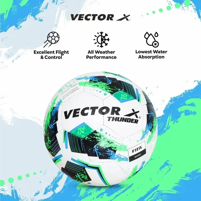 KD VECTOR X THUNDER Hand stitched Football - Size: 5 (Pack of 1) - White-Green