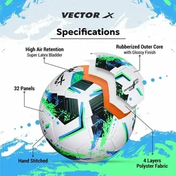 KD VECTOR X THUNDER Hand stitched Football - Size: 5 (Pack of 1) - White-Green