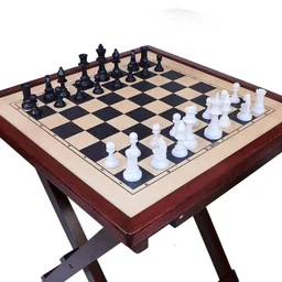 KD WMX Aarkay Chess Table Wooden Handmade Chess Full Size Table Chess Set with Folding Game Board | Home, Office, Travelling and Gift Uses