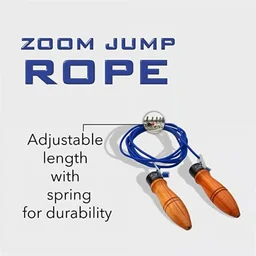 KD COUGAR SR-018 ZOOM JUMP Rope Made of PVC Material adjustable length with Sturdy Wooden Handle -Rope for Gym and Home | Skipping Rope for Men, Women, Children,Best Exercise Workout Fitness Accessory