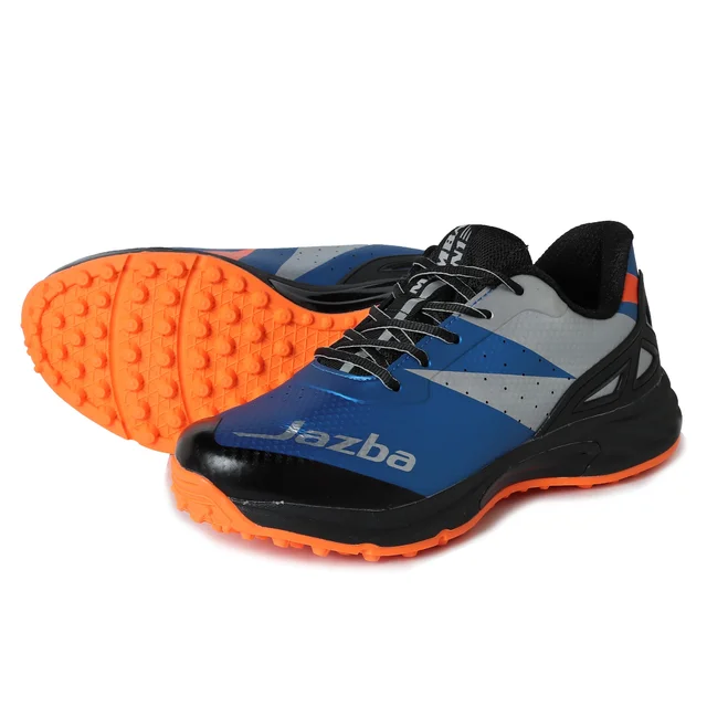 KD WMX KD Cricket Shoes for Men Rubber Spikes Hockey Shoe, Multi Purpose Outdoor All Round Performance Footwear for Turf & Grass (Blue Black) - UK / IND 7