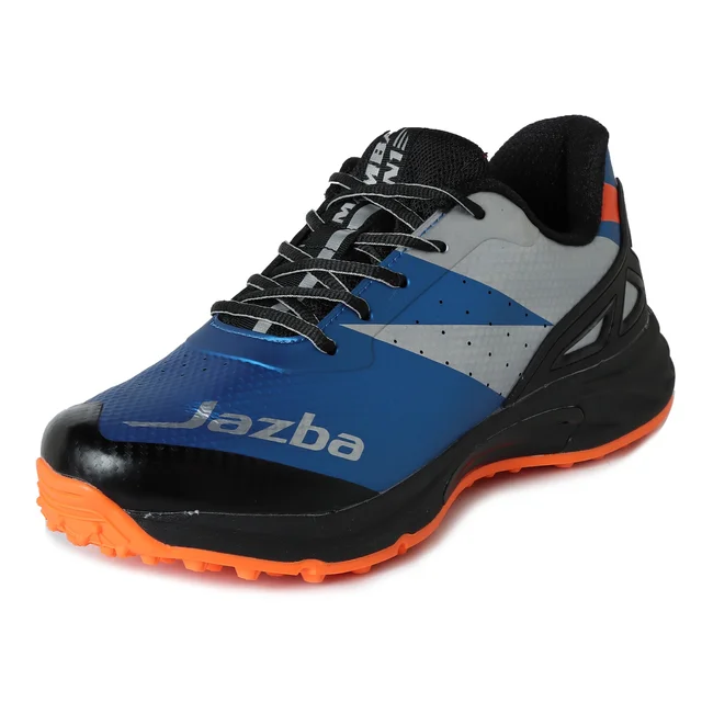 KD WMX KD Cricket Shoes for Men Rubber Spikes Hockey Shoe, Multi Purpose Outdoor All Round Performance Footwear for Turf & Grass (Blue Black) - UK / IND 7