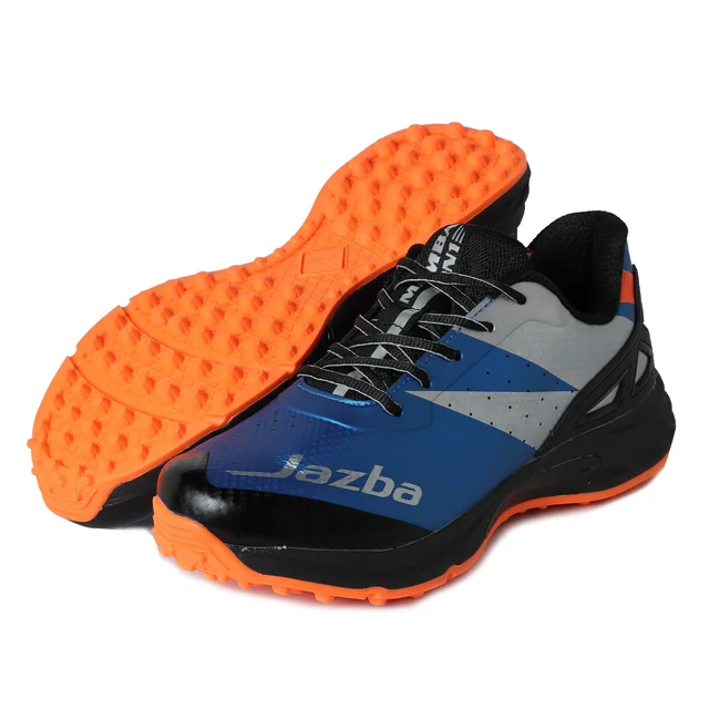 KD WMX KD Cricket Shoes for Men Rubber Spikes Hockey Shoe, Multi Purpose Outdoor All Round Performance Footwear for Turf & Grass (Blue Black) - UK / IND 7