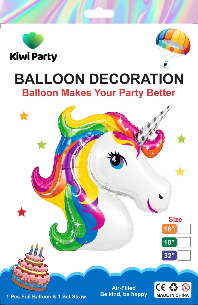 Rainbow Unicorn Foil Balloon