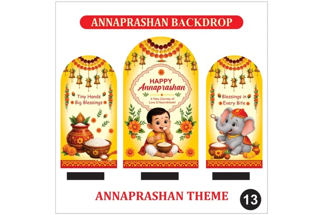 Kiwi Party Annaprashan Backdrop Set – Traditional Yellow Baby Rice Ceremony Decoration Backdrop