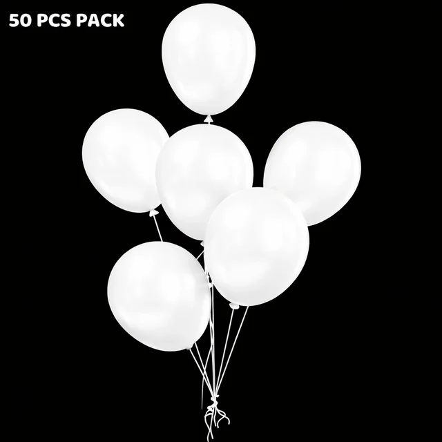 WHITE COLOUR 50 PCS METALLIC BALLOON