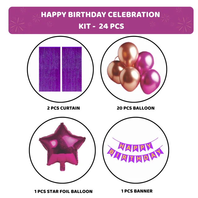 KIWI PARTY BIRTHDAY COMBO (1 STAR+ 1 CURTAIN+ 20 PCS BALLOON)