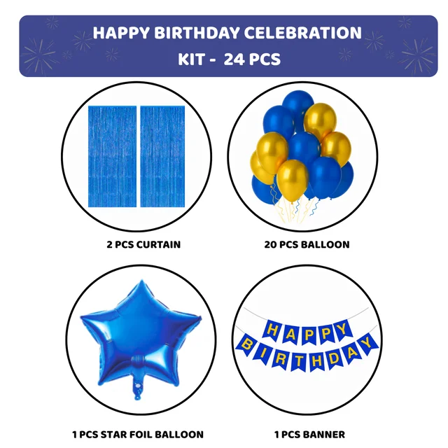 KIWI PARTY BIRTHDAY COMBO (1 STAR+ 1 CURTAIN+ 20 PCS BALLOON)