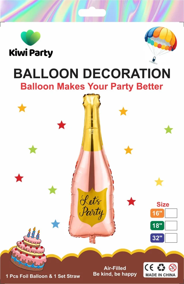 Let's Party Champagne Bottle Foil Balloon