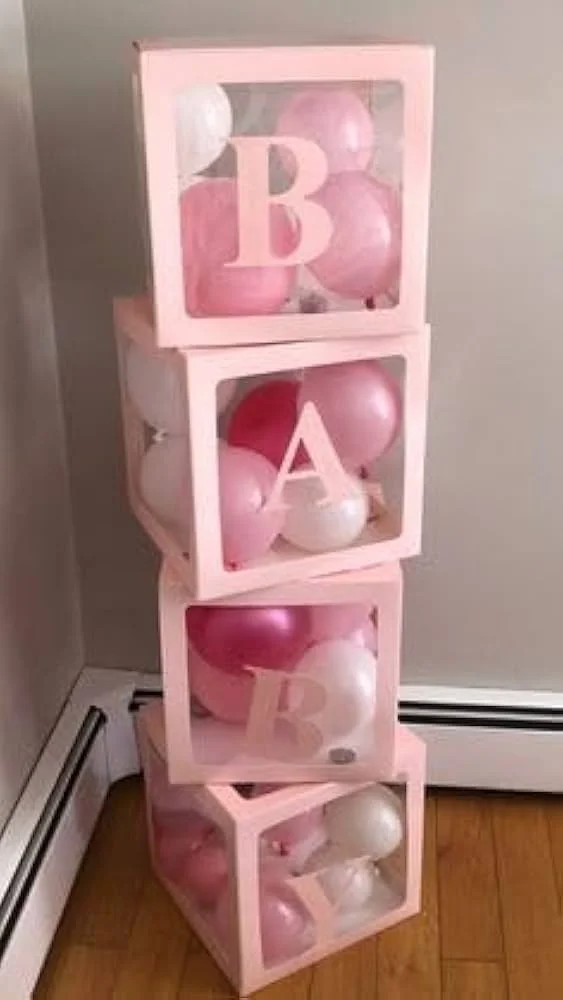 KIWI PARTY Pink Baby Balloon Box Set for Baby Shower, Gender Reveal & First Birthday