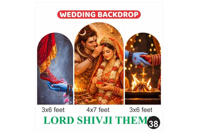 Kiwi Party Lord Shivji Wedding Backdrop Set – Shiv Parvati Traditional Marriage Theme