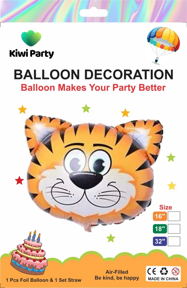 Tiger Face Foil Balloon - Small