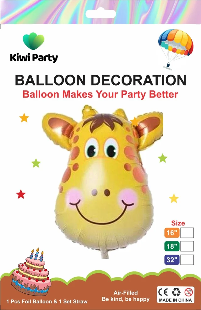 Giraffe Face Foil Balloon - Small