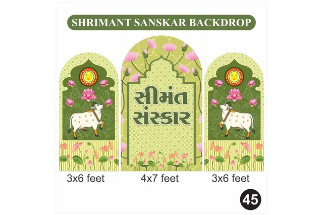 Kiwi Party Shrimant Sanskar Green Theme Backdrop Set – Traditional Baby Shower Decoration