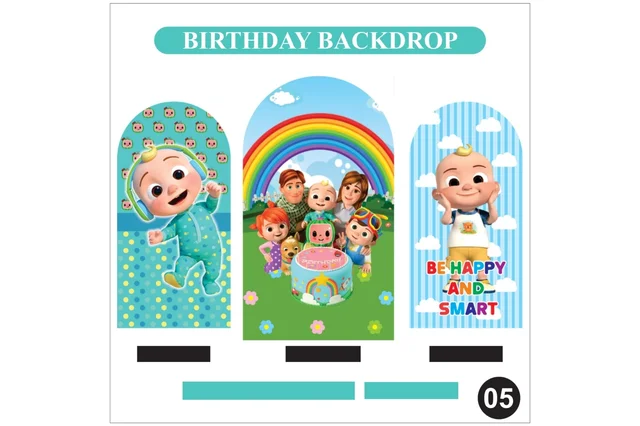 Kiwi Party Cocomelon Theme Birthday Backdrop Set – Rainbow Kids Party Decoration Backdrop