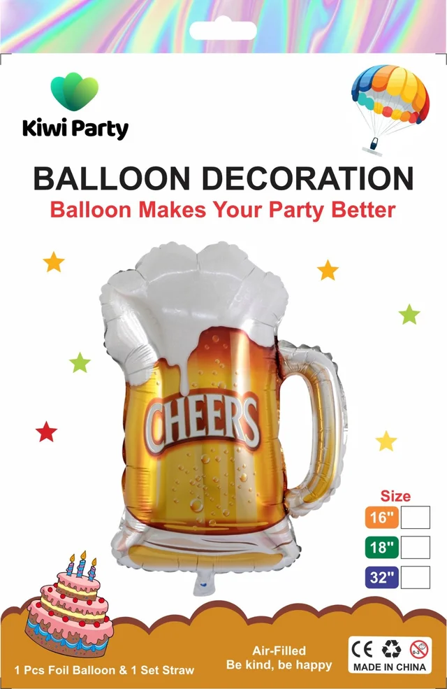 Kiwi Party Cheers Beer Mug Foil Balloon