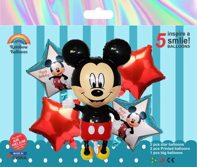 Kiwi Party Mickey Mouse Foil Balloon Set (5 Pcs)