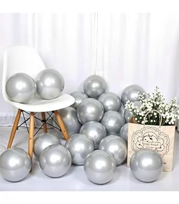 SILVER COLOUR 50 PCS METALLIC BALLOON