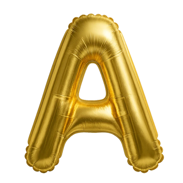 KIWI PARTY "A" ALPHABET/LETTER GOLDEN FOIL BALLOON 16 INCH