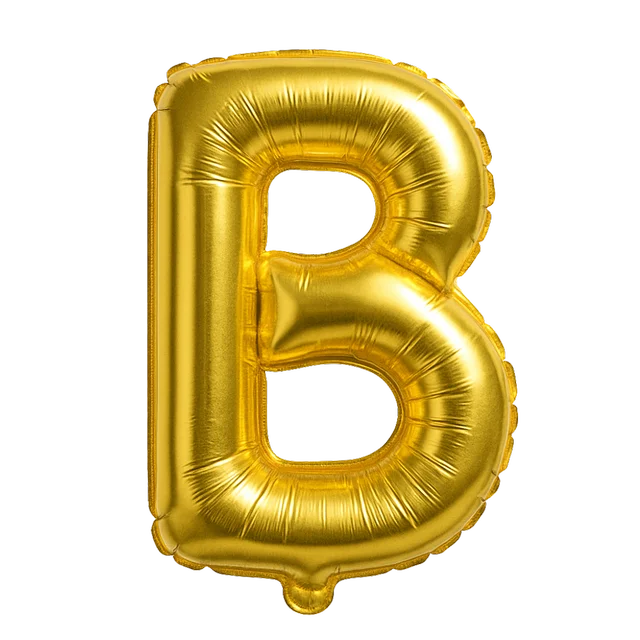 KIWI PARTY "B" ALPHABET/LETTER GOLDEN FOIL BALLOON 16 INCH