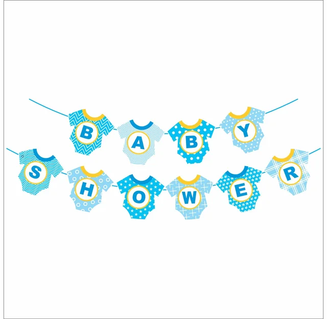 Baby Shower Banner – Blue Clothes Cut-Out Design (Bulk Supply)