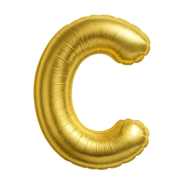 KIWI PARTY "C" ALPHABET/LETTER GOLDEN FOIL BALLOON 16 INCH