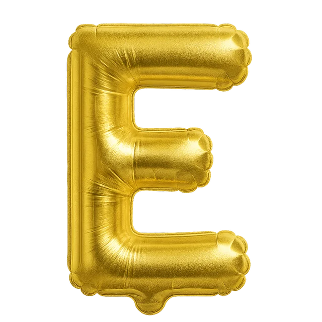 KIWI PARTY "E" ALPHABET/LETTER GOLDEN FOIL BALLOON 16 INCH