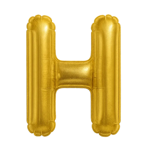 KIWI PARTY "H" ALPHABET/LETTER GOLDEN FOIL BALLOON 16 INCH