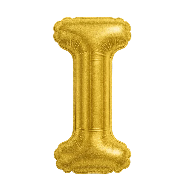 KIWI PARTY "I" ALPHABET/LETTER GOLDEN FOIL BALLOON 16 INCH