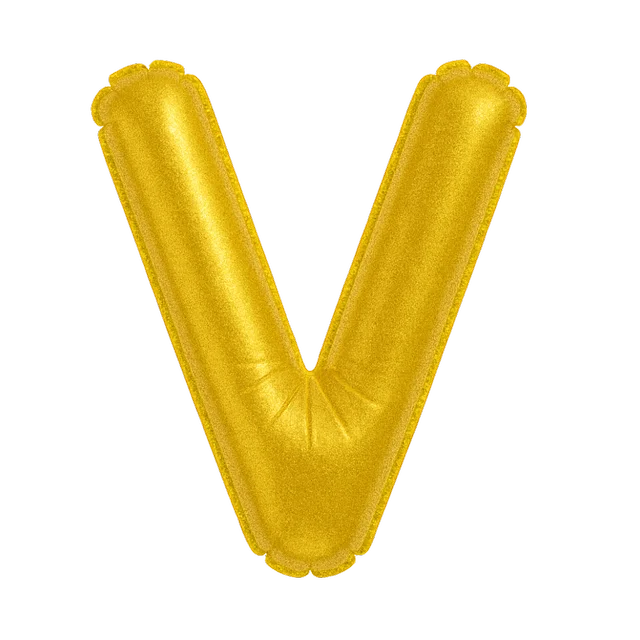KIWI PARTY "V" ALPHABET/LETTER GOLDEN FOIL BALLOON 16 INCH