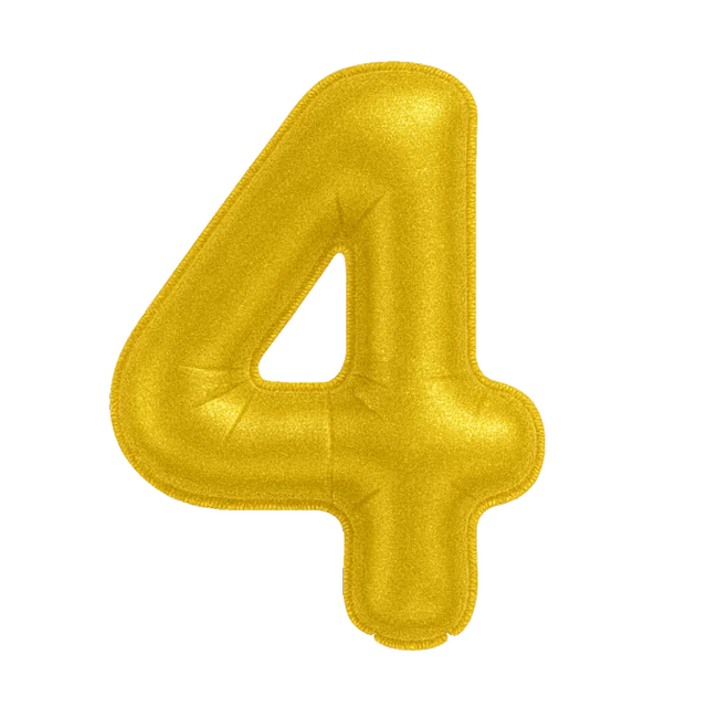 KIWI PARTY "4" NUMBER GOLDEN FOIL BALLOON 16 INCH