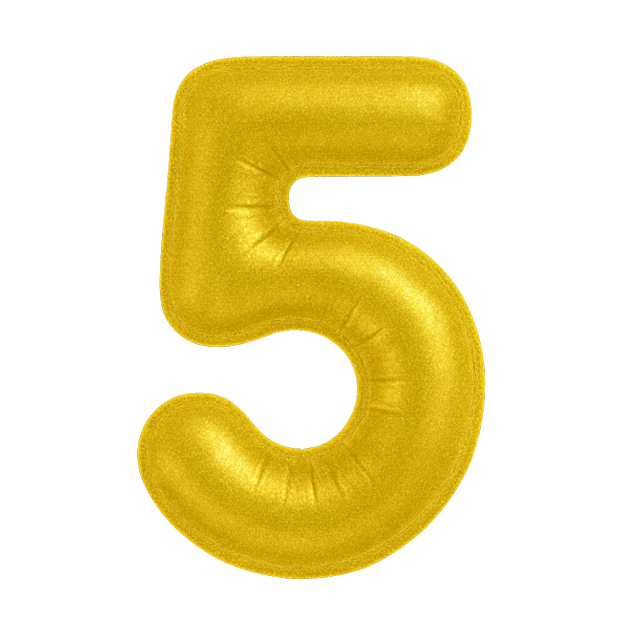 KIWI PARTY "5" NUMBER GOLDEN FOIL BALLOON 16 INCH