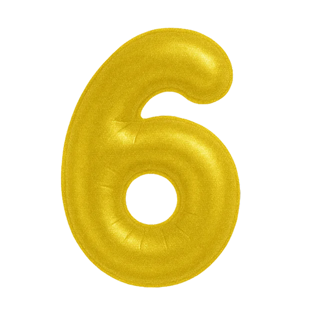 KIWI PARTY "6" NUMBER GOLDEN FOIL BALLOON 16 INCH