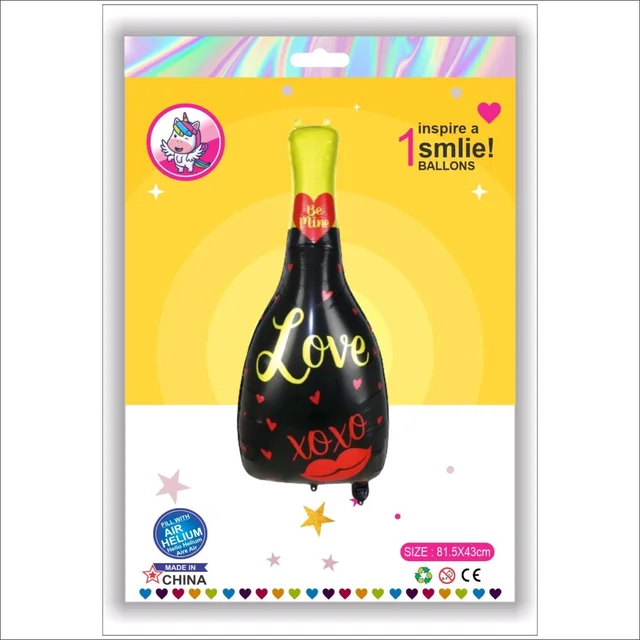 Love Theme Black Bottle Foil Balloon 32 Inch