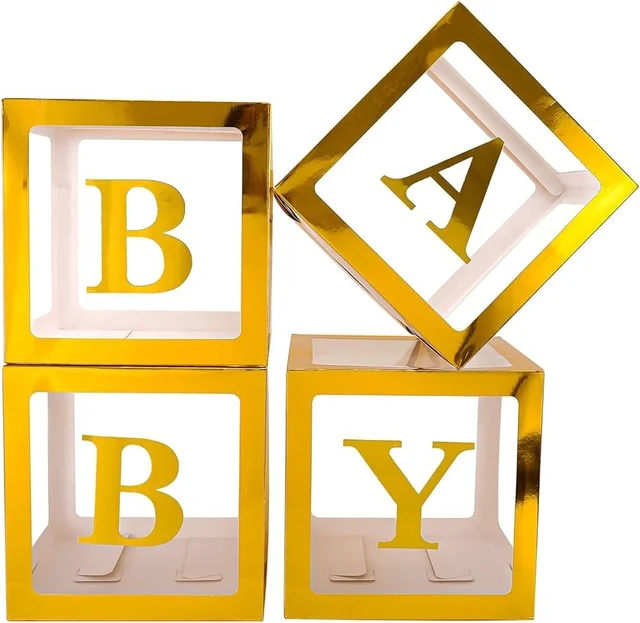 KIWI PARTY Golden Baby Balloon Box Set for Baby Shower, Gender Reveal & First Birthday