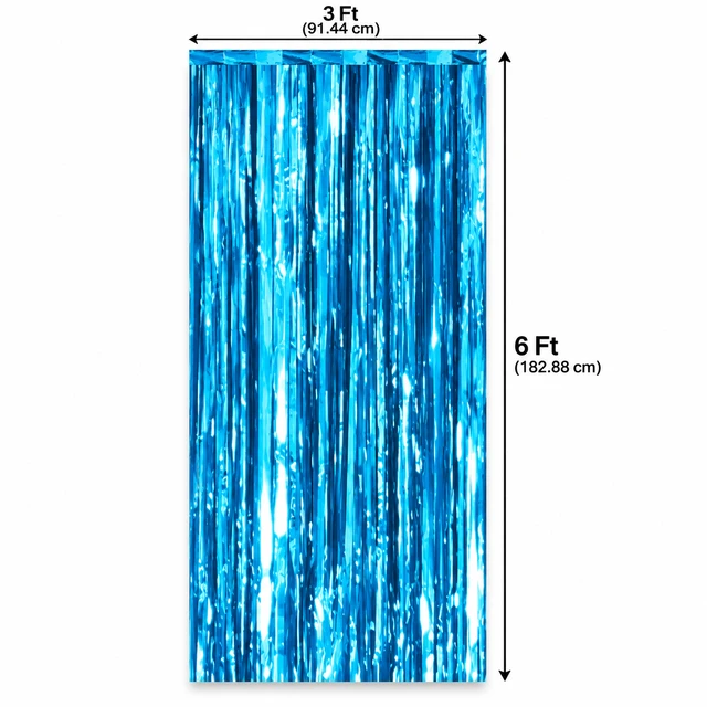 MADE IN CHINA sky Blue Color Foil Rain Curtain SIZE 3*6 FOOT (Shiny Metallic)