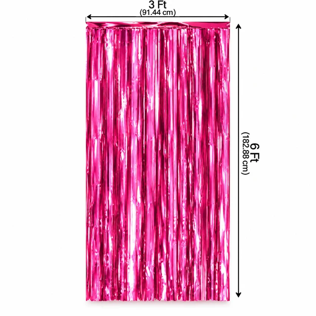 MADE IN CHINA Pink Color Foil Rain Curtain SIZE 3*6 FOOT (Shiny Metallic) (Copy)