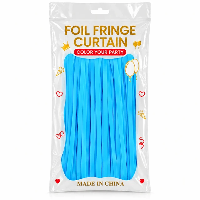 MADE IN CHINA Sky blue PASTEL COLOR Foil Rain Curtain SIZE 3*6