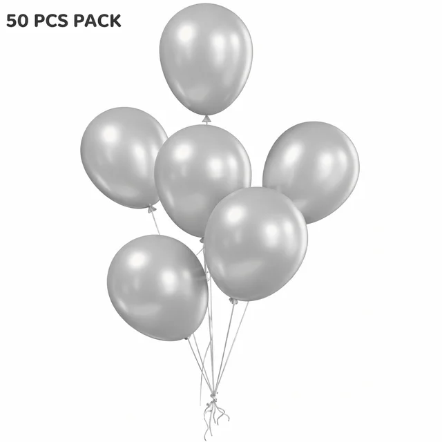 SILVER COLOUR 50 PCS METALLIC BALLOON