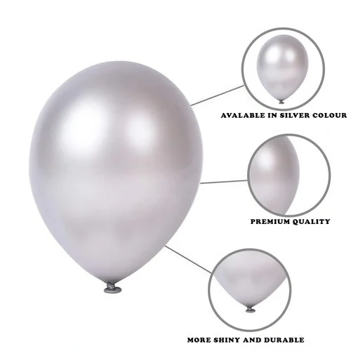 SILVER COLOUR 50 PCS METALLIC BALLOON