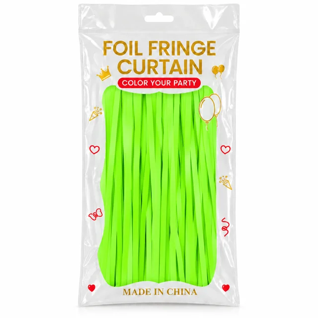 MADE IN CHINA GREEN PASTEL COLOR Foil Rain Curtain SIZE 3*6